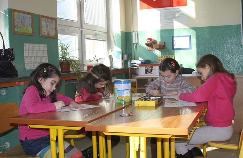 children at school desk