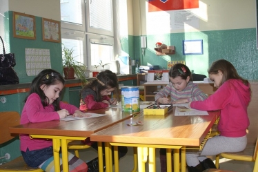 children at school desk